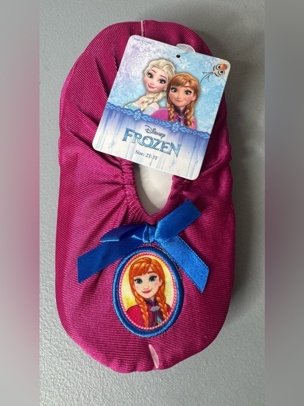 Disney frozen purple blue princess anna Satin Ballet Slippers with grip 2T-3T